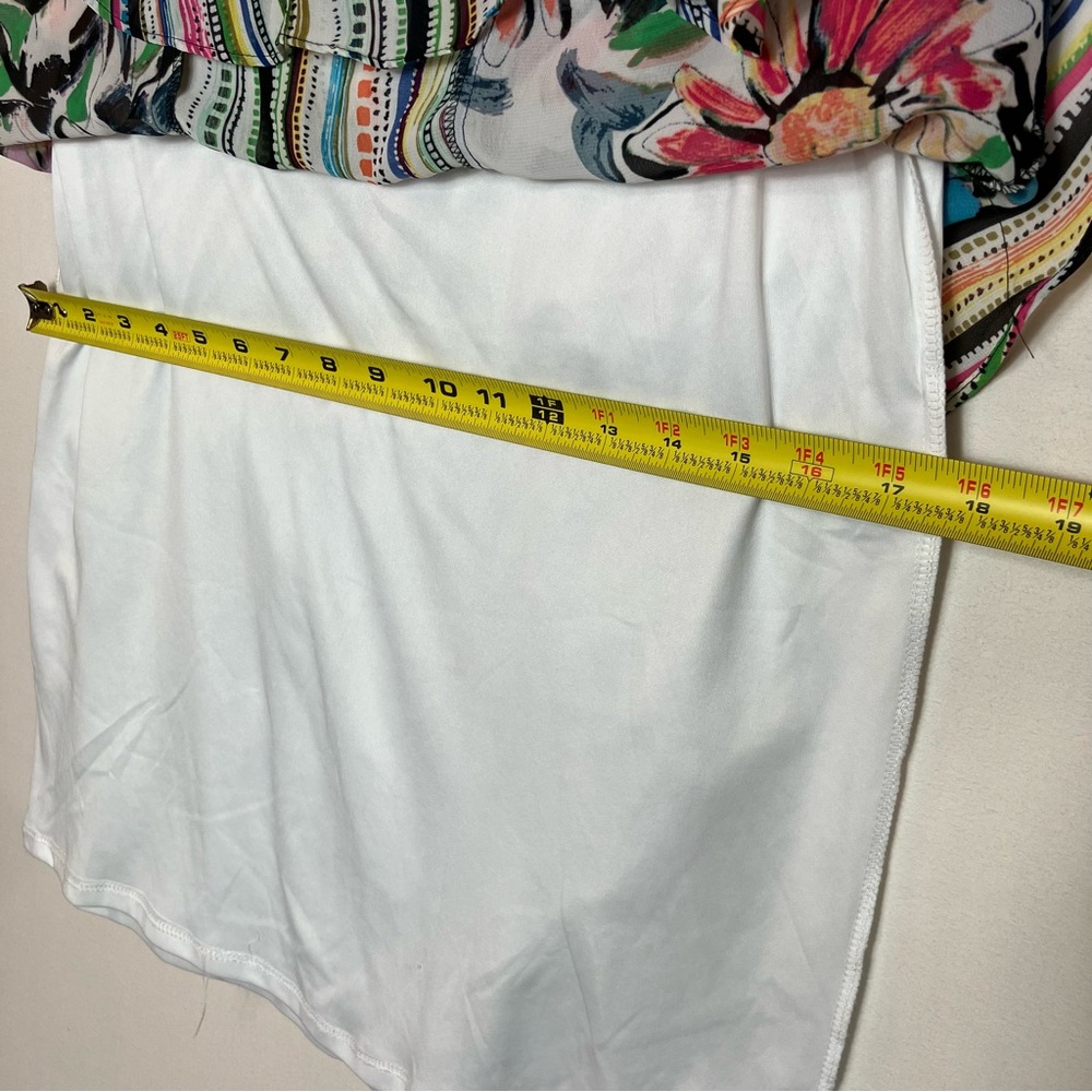 📦💐White Multi Floral & Stripe Ruffle Hem Skirt Sz Small 📦DISCOUNTED SHIPPING - Picture 7 of 10
